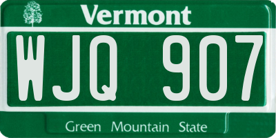 VT license plate WJQ907