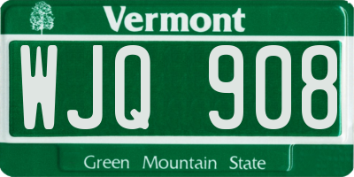 VT license plate WJQ908