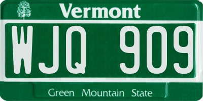 VT license plate WJQ909