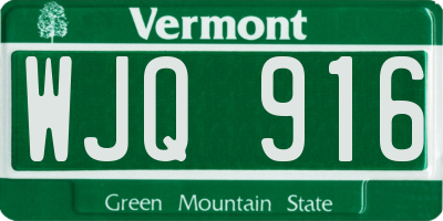 VT license plate WJQ916