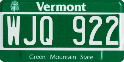 VT license plate WJQ922