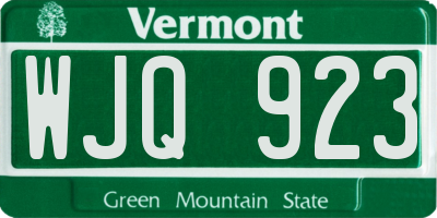 VT license plate WJQ923
