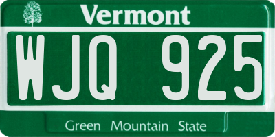 VT license plate WJQ925