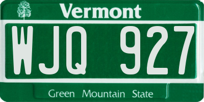 VT license plate WJQ927