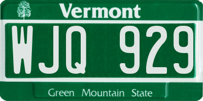 VT license plate WJQ929