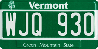 VT license plate WJQ930