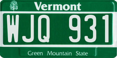 VT license plate WJQ931