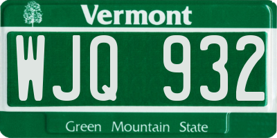 VT license plate WJQ932