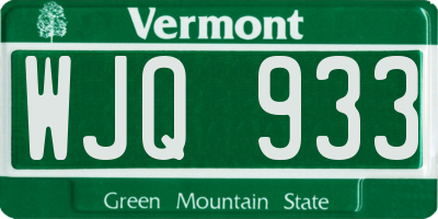 VT license plate WJQ933
