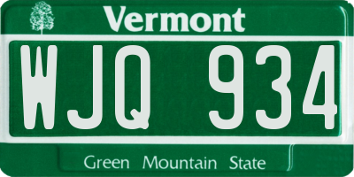 VT license plate WJQ934