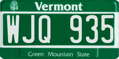 VT license plate WJQ935