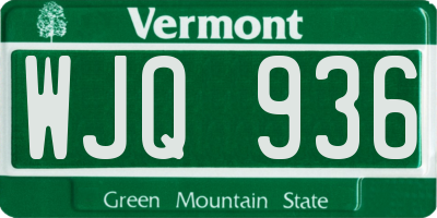 VT license plate WJQ936
