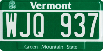 VT license plate WJQ937