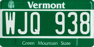 VT license plate WJQ938