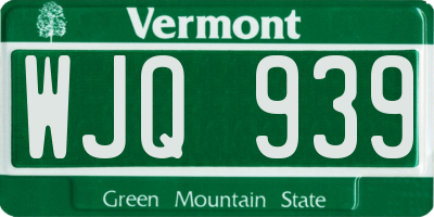 VT license plate WJQ939