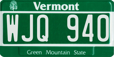 VT license plate WJQ940