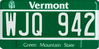VT license plate WJQ942