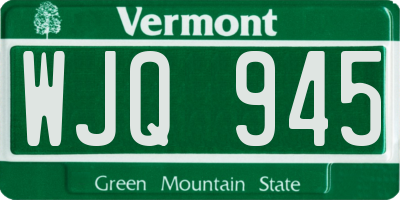 VT license plate WJQ945