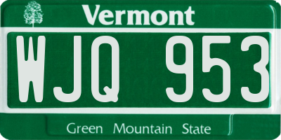 VT license plate WJQ953