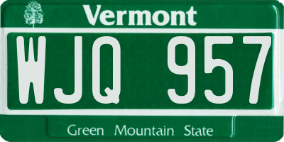 VT license plate WJQ957