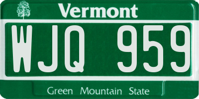 VT license plate WJQ959