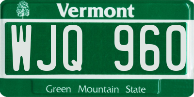 VT license plate WJQ960