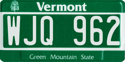 VT license plate WJQ962