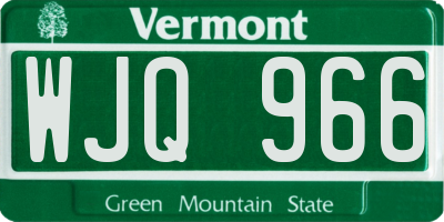 VT license plate WJQ966