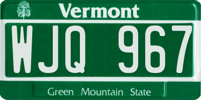 VT license plate WJQ967