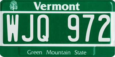 VT license plate WJQ972