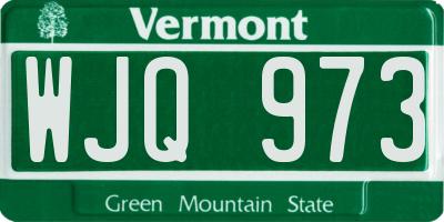 VT license plate WJQ973