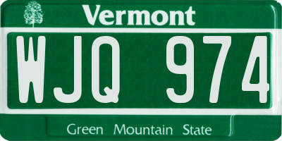 VT license plate WJQ974