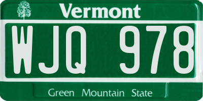 VT license plate WJQ978