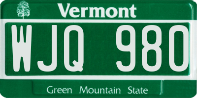 VT license plate WJQ980