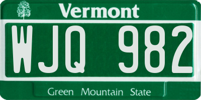 VT license plate WJQ982