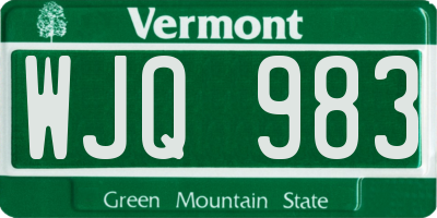 VT license plate WJQ983