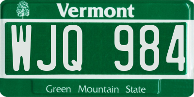 VT license plate WJQ984