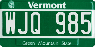 VT license plate WJQ985