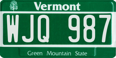 VT license plate WJQ987