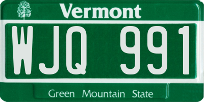 VT license plate WJQ991