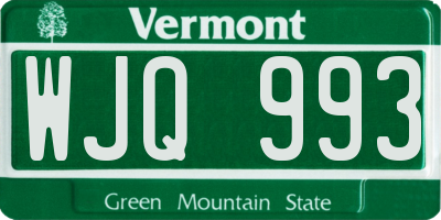 VT license plate WJQ993