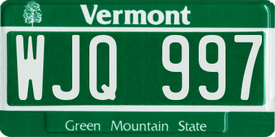 VT license plate WJQ997