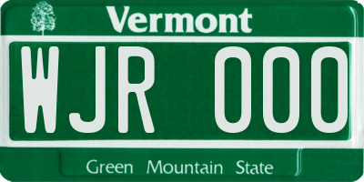 VT license plate WJR000