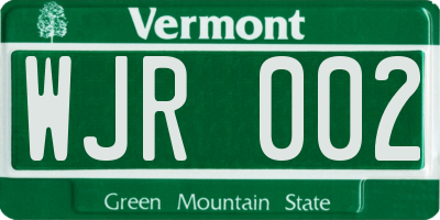 VT license plate WJR002