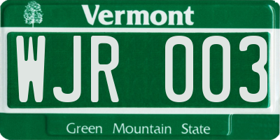 VT license plate WJR003