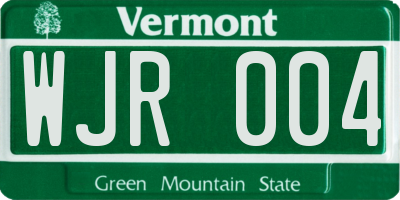 VT license plate WJR004