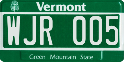 VT license plate WJR005