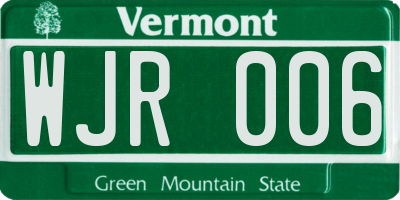 VT license plate WJR006