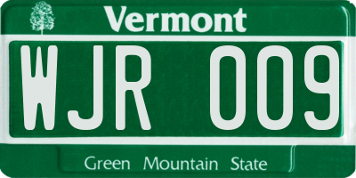 VT license plate WJR009