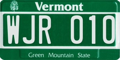 VT license plate WJR010